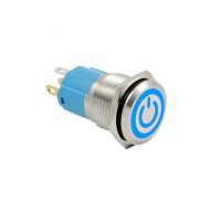 LED vodotesný spínač 12mm - Modré podsvietenie, 12 - 24V