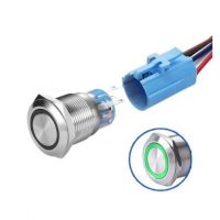 LED vodotesný prepínač - Zelené podsvietenie, 19 mm 3 - 6V