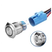 LED vodotesný prepínač - Biele podsvietenie, 19 mm, 3 - 6V