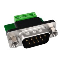 D-Sub DB9 samec s aretačnými závitmi RS232 adaptér na svorkovnicu
