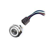 LED vodotesný spínač 30mm s aretáciou - biele podsvietenie, 12 - 24V