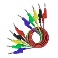 Sada 5 robustných káblov s 4mm banánkovými konektormi pre multimetre a laboratórne zdroje - 1m