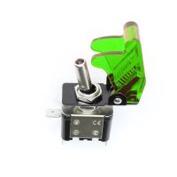 Robustný páčkový prepínač s krytkou - On/Off 20A 12V Zelený