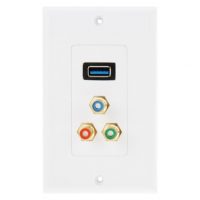 Panelový konektor USB 3,0 samica + 3 x RCA samica