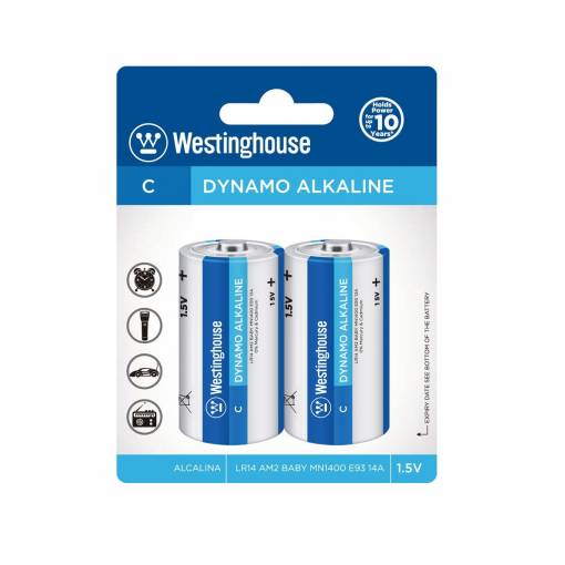 Foto - Westinghouse monočlánková alkalická batéria C LR (AM2, BABY, MN1400, E93, 14A); 1,5V - 2 kusy