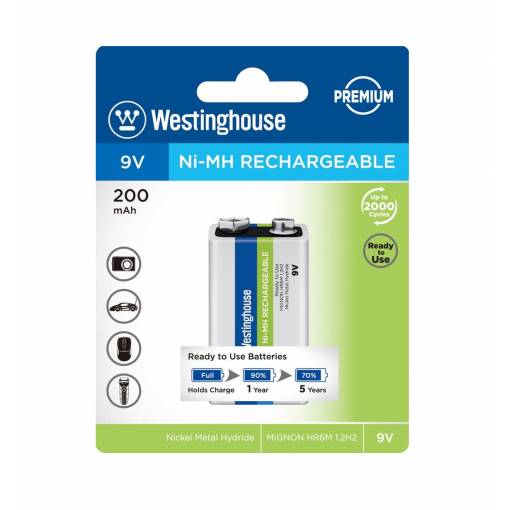 Foto - Westinghouse Premium nabíjacia batéria 9V - NiMH 200mAh (MIGNON, HR6M, 1.2H2)