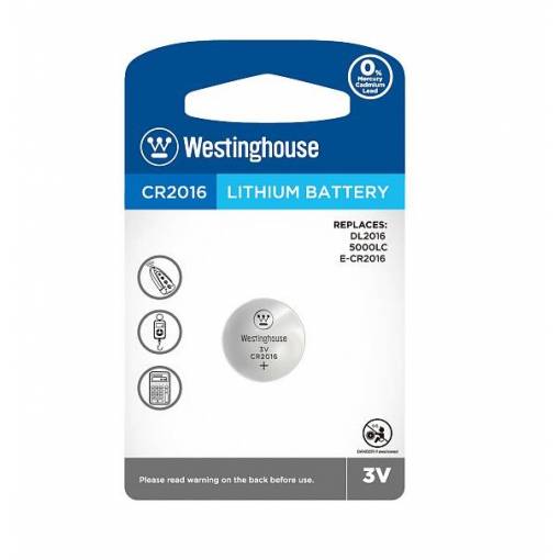 Foto - Westinghouse lítiová gombíková batéria - CR2016 (DL2016, 5000LC, E-CR2016), 3V