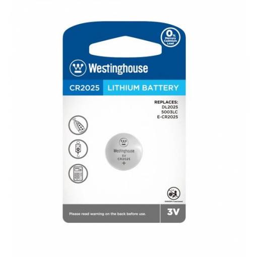 Foto - Westinghouse lítiová gombíková batéria - CR2025 (DL2025, 5003LC, E-CR2025), 3V