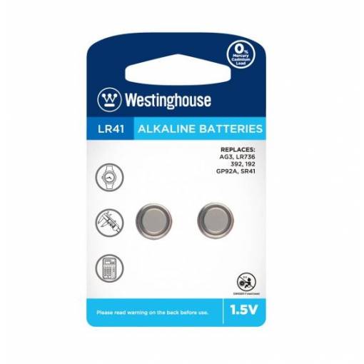 Foto - Westinghouse gombíková alkalická batéria LR41 (AG3, LR736, 392, 192, GP92A, SR41) - 2 kusy; 1,5V