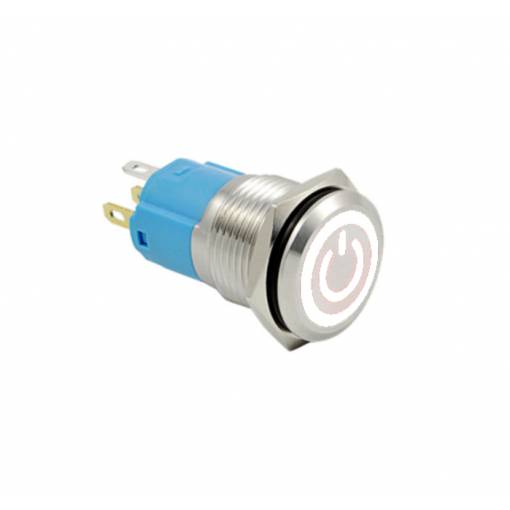 Foto - LED vodotesný prepínač - Biele podsvietenie, 12 mm, 3 - 6V