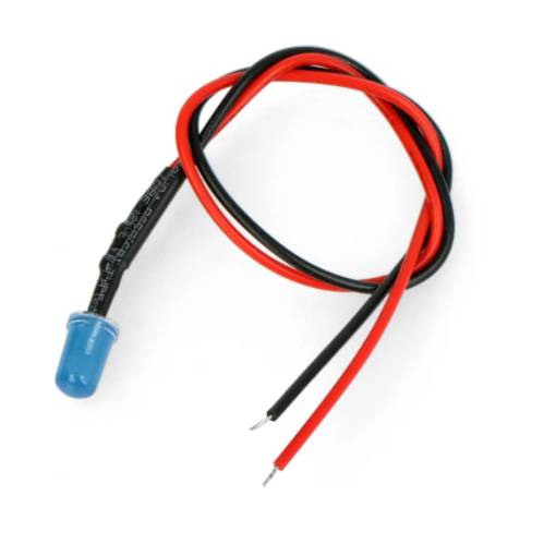 Foto - LED dióda s rezistorom na vodiči - Modrá, 5 mm 5 - 9V