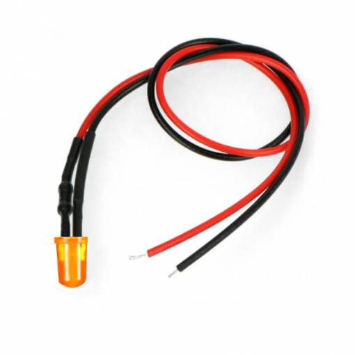 Foto - LED dióda s rezistorom na vodiči - Oranžová, 5 mm 5 - 9V