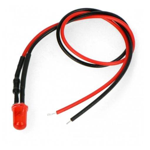 Foto - LED dióda s rezistorom na vodiči - Červená, 5 mm 12 - 18V