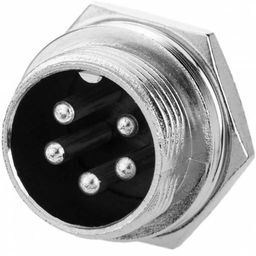 Foto - Konektor 12 mm GX12 - 5 pinov - Samec do panelu
