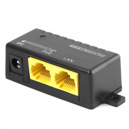 Foto - PoE pasívny injektor RJ45 - žltý