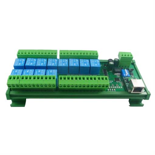 Foto - Relé doska 12kanálov TCP/IP a RS485 na DIN lištu ETD8A12 12V