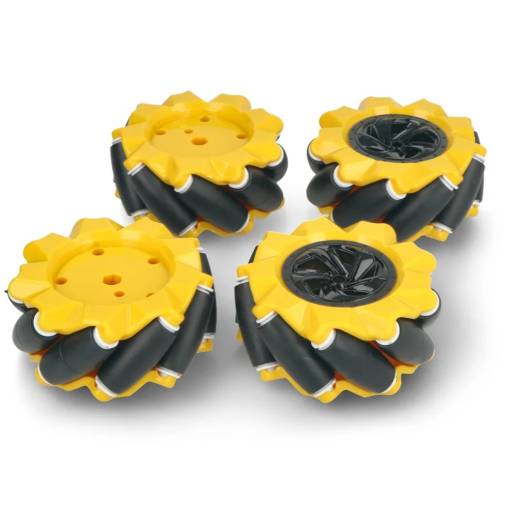 Foto - Robotické Mecanum kolesa 60 mm - sada 4 všesmerných kolies, žltá (6.7 mm náboj)