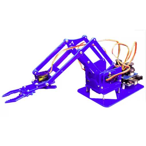 Foto - Mechanické robotické rameno s rukou pre SG90/MG90, akrylátové, modré - stavebnice