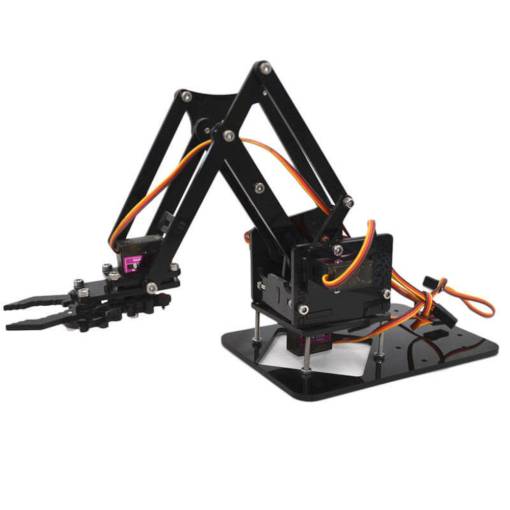 Foto - Mechanické robotické rameno s rukou pre SG90/MG90, akrylátové, čierne - stavebnice