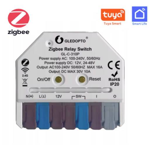 Foto - Zigbee bezdrôtový chytrý relé spínač – 12VDC až 230VAC, TUYA, SmartLife