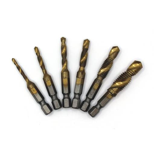 Foto - Sada 6 závitových vrtákov - jednoduché vytváranie závitov M3, M4, M5, M6, M8, M10