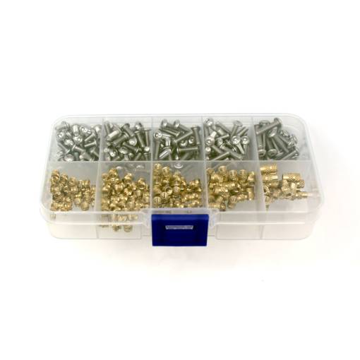Foto - Sada mosadzných závitových vložiek a skrutiek - 320ks, M3 v rôznych dĺžkach