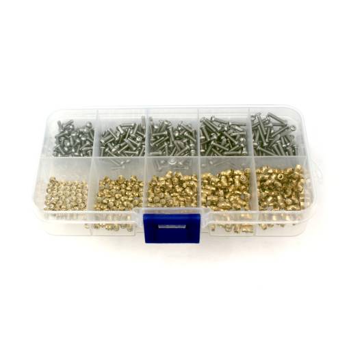 Foto - Sada mosadzných závitových vložiek a skrutiek - 600ks, M2 v rôznych dĺžkach