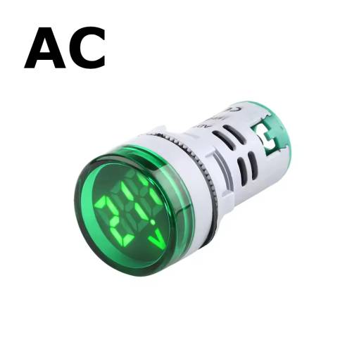 Foto - Panelový voltmetr pro AC napětí 60-500V, kulatý 22mm - Zelený