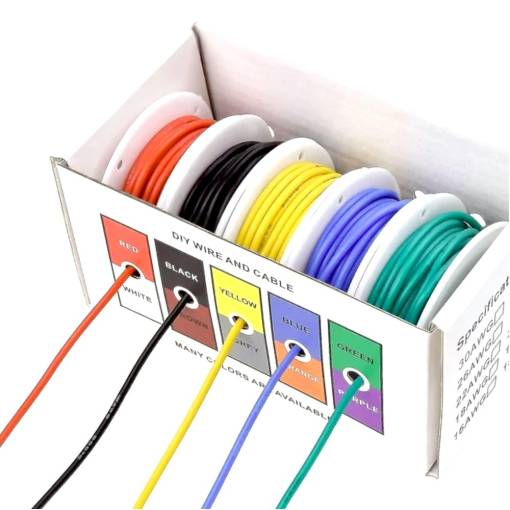 Foto - Sada silikónových vodičov 18 AWG, 5 farieb po 5m