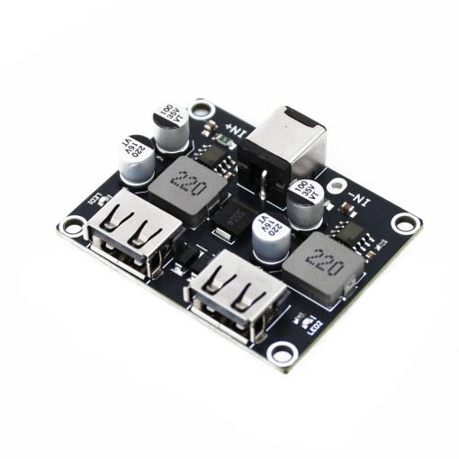 Foto - Modul rýchlej nabíjačky, step-down 12-24V s čipom pre rýchle nabíjanie - 2x USB-A - QC3.0, FCP