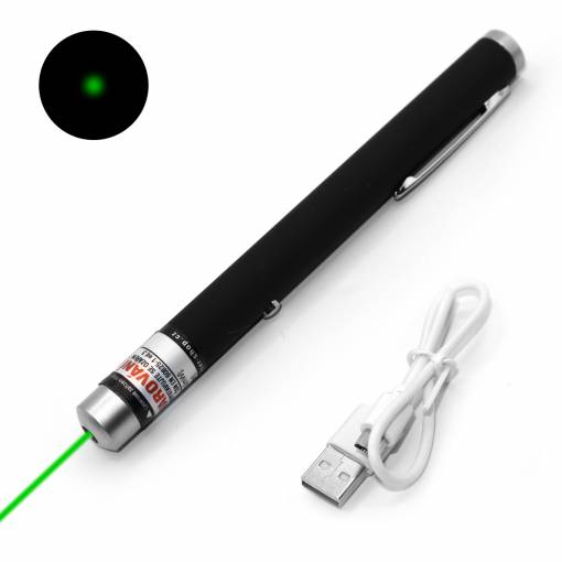 Foto - Laserové ukazovátko s USB nabíjaním - Zelené, 7mW