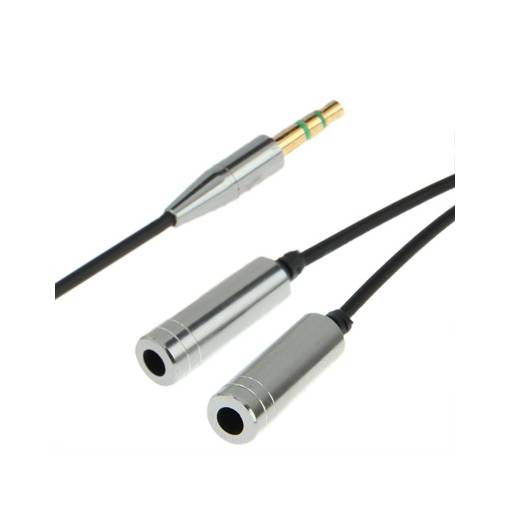 Foto - Rozdvojka 3.5mm jack na 2x 3.5mm jack - Strieborná