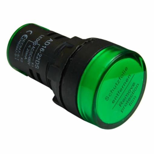 Foto - Signálne LED svetlo 22 mm AC/DC 24V - Zelené
