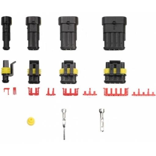 Foto - Súprava auto konektorov AC DC 1, 2, 3, 4, 5, 6 Pin - Vodotesný (F+M) a poistky