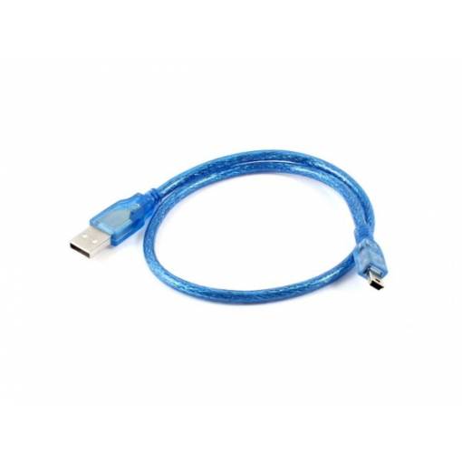 Foto - Kábel USB 2.0 A, USB B mini - Modrý, 30 cm