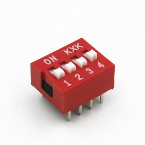 E-shop DIP prepínač - 2,54 mm; 4 pozície